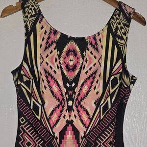 Always Black and Pink Graphic Fitted Tank Top